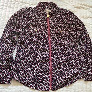 Bold Psychedelic Black Pink Fuchsia Pattern Women's Top Michael Kors Print Work